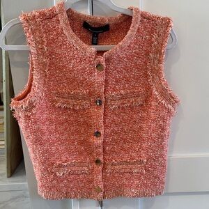 White House Black Market Coral Tweed Vest